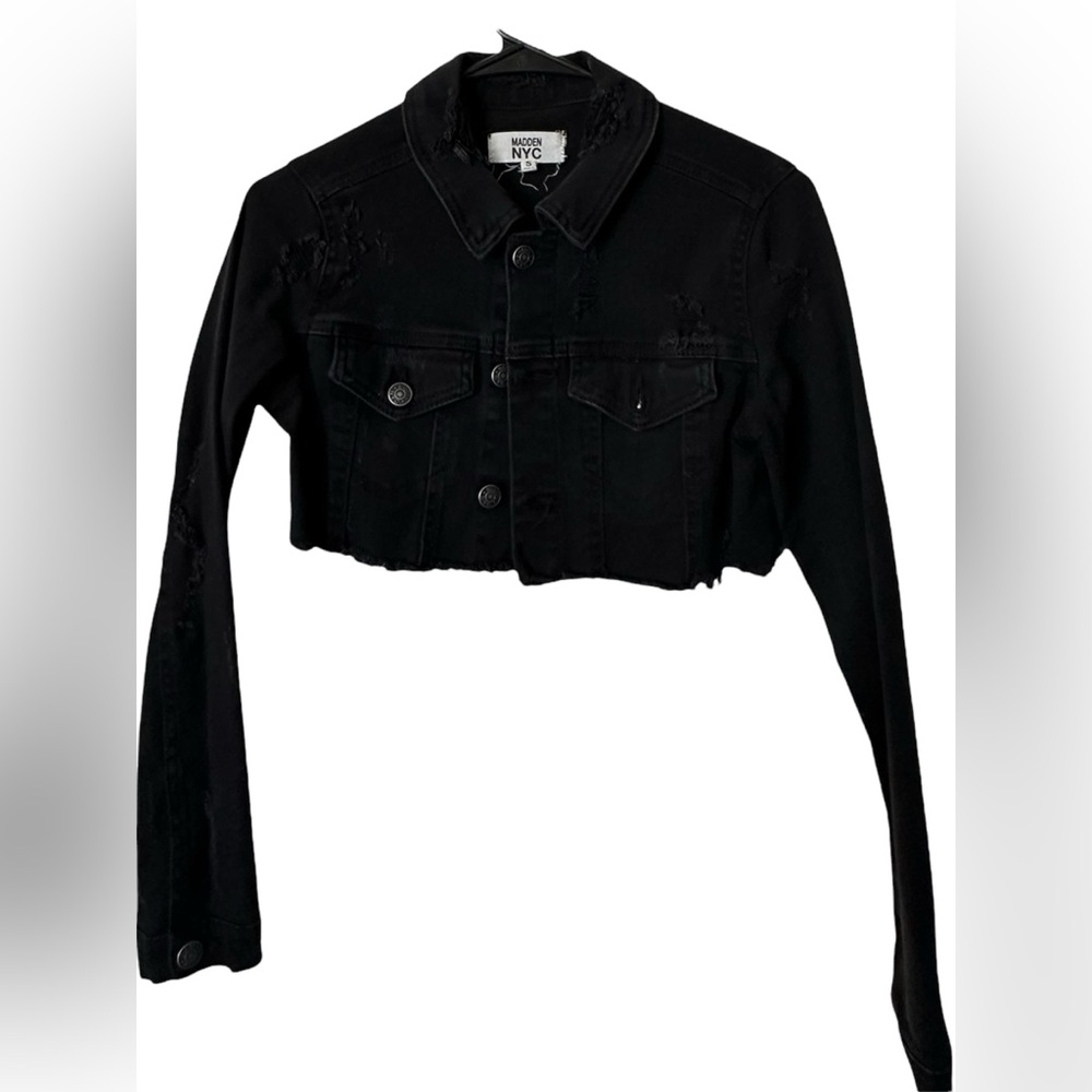 Black Cropped Denim Jacket